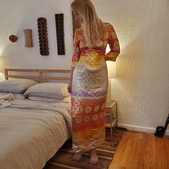 Dresses & Skirts - Vintage Evening Gown Hostess Dress Ombre Brocade